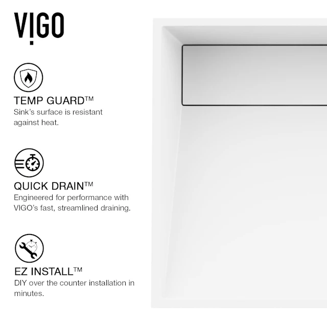 Starr Modern White Matte Stone 17 in. L x 13 in. W x 5 in. H Rectangular Vessel Bathroom Sink - angle 7 - other