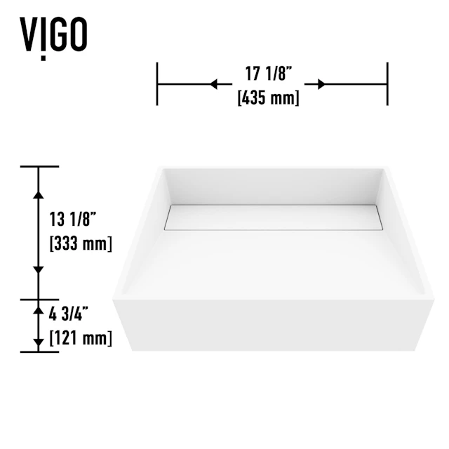 Starr Modern White Matte Stone 17 in. L x 13 in. W x 5 in. H Rectangular Vessel Bathroom Sink - angle 8 - other