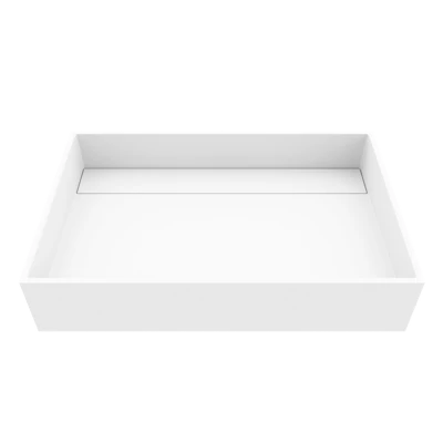 Montauk Modern White Matte Stone 23 in. L x 15 in. W x 5 in. H Rectangular Vessel Bathroom Sink