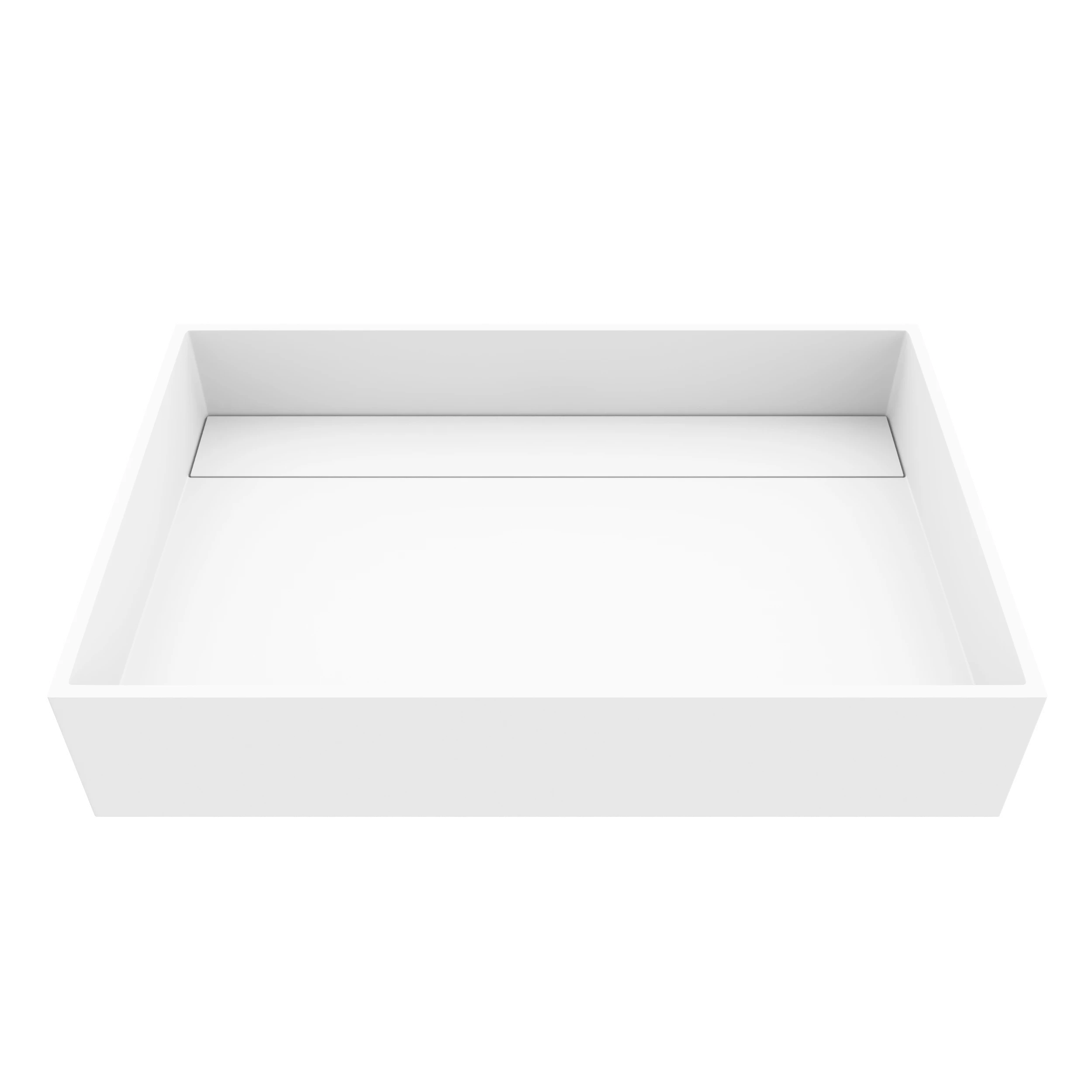 Montauk Modern White Matte Stone 23 in. L x 15 in. W x 5 in. H Rectangular Vessel Bathroom Sink