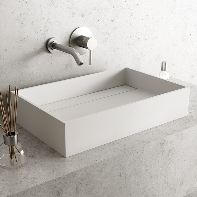 Montauk Modern White Matte Stone 23 in. L x 15 in. W x 5 in. H Rectangular Vessel Bathroom Sink - image 2 - other