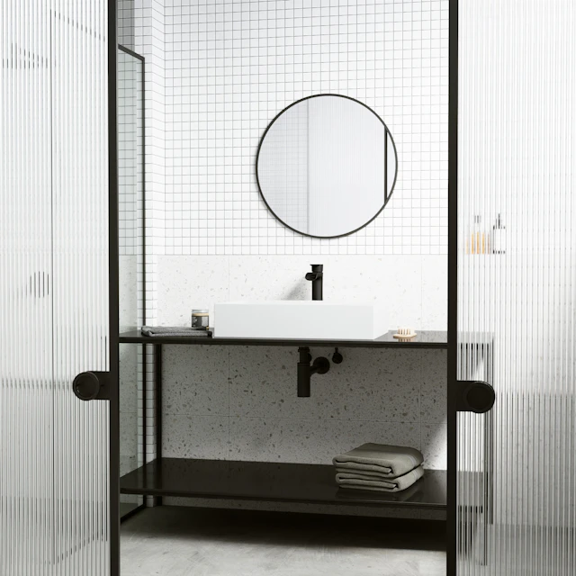Montauk Modern White Matte Stone 23 in. L x 15 in. W x 5 in. H Rectangular Vessel Bathroom Sink - angle 4 - other