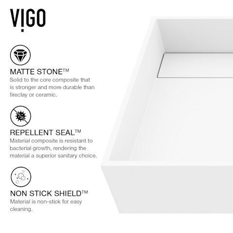 Montauk Modern White Matte Stone 23 in. L x 15 in. W x 5 in. H Rectangular Vessel Bathroom Sink - image 6 - other