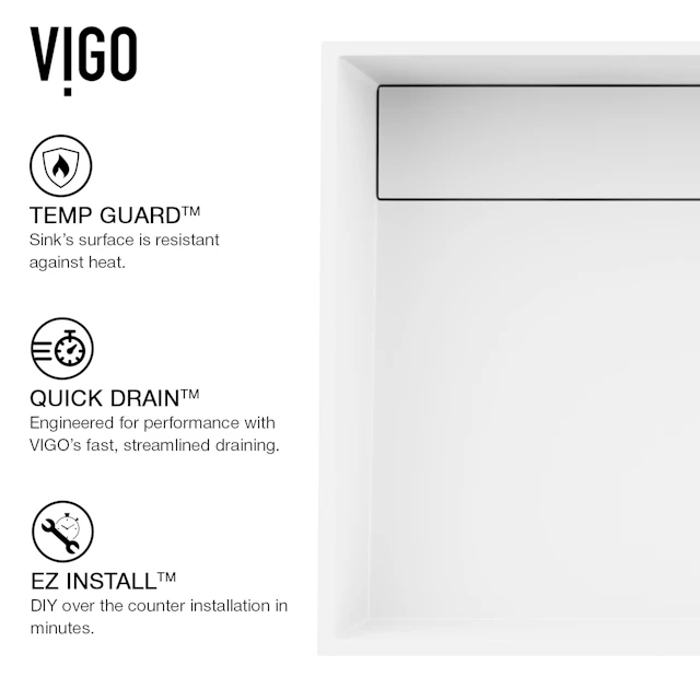 Montauk Modern White Matte Stone 23 in. L x 15 in. W x 5 in. H Rectangular Vessel Bathroom Sink - angle 7 - other