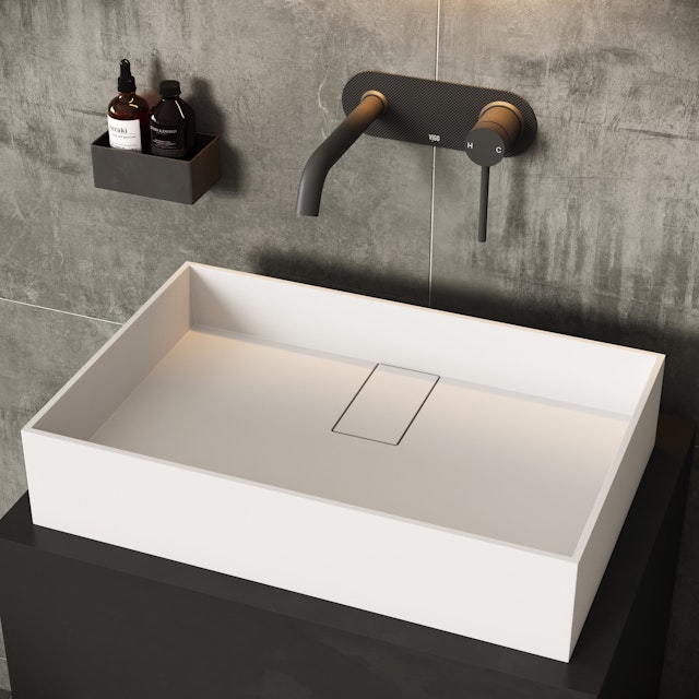 Bryant Modern White Matte Stone 23 in. L x 15 in. W x 5 in. H Rectangular Vessel Bathroom Sink - image 2 - other