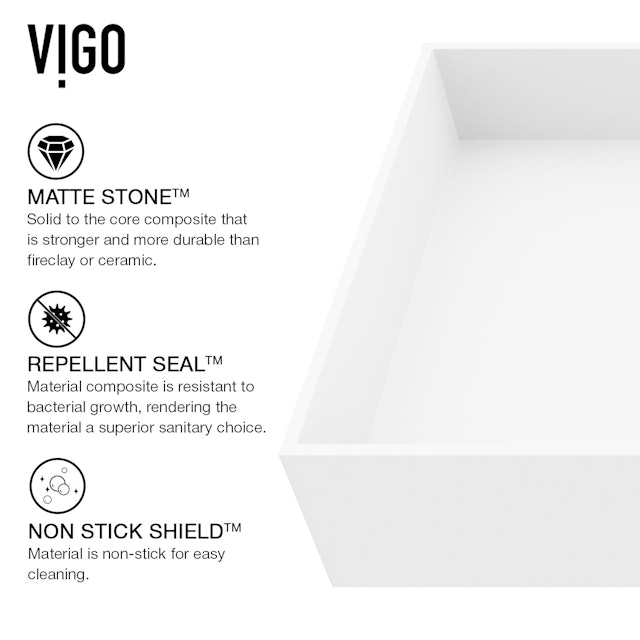 Bryant Modern White Matte Stone 23 in. L x 15 in. W x 5 in. H Rectangular Vessel Bathroom Sink - image 6 - other