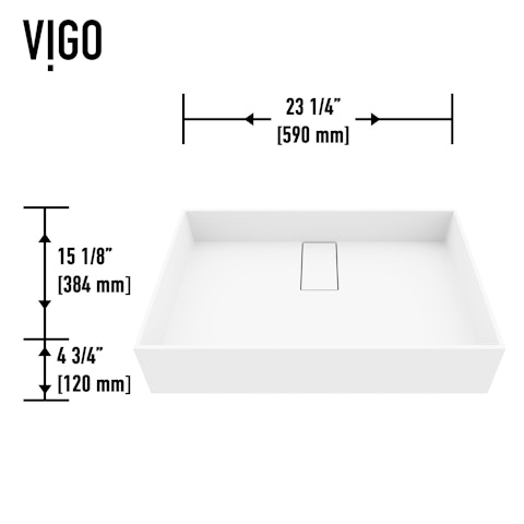 Bryant Modern White Matte Stone 23 in. L x 15 in. W x 5 in. H Rectangular Vessel Bathroom Sink - image 8 - other
