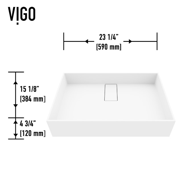 Bryant Modern White Matte Stone 23 in. L x 15 in. W x 5 in. H Rectangular Vessel Bathroom Sink - image 8 - other