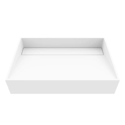 Starr Modern White Matte Stone 23 in. L x 15 in. W x 5 in. H Rectangular Vessel Bathroom Sink