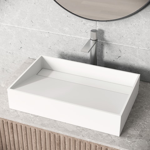 Starr Modern White Matte Stone 23 in. L x 15 in. W x 5 in. H Rectangular Vessel Bathroom Sink - image 2 - other