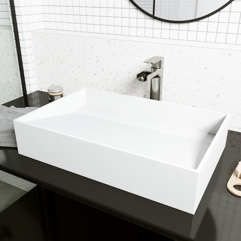 Starr Modern White Matte Stone 23 in. L x 15 in. W x 5 in. H Rectangular Vessel Bathroom Sink - image 3 - other