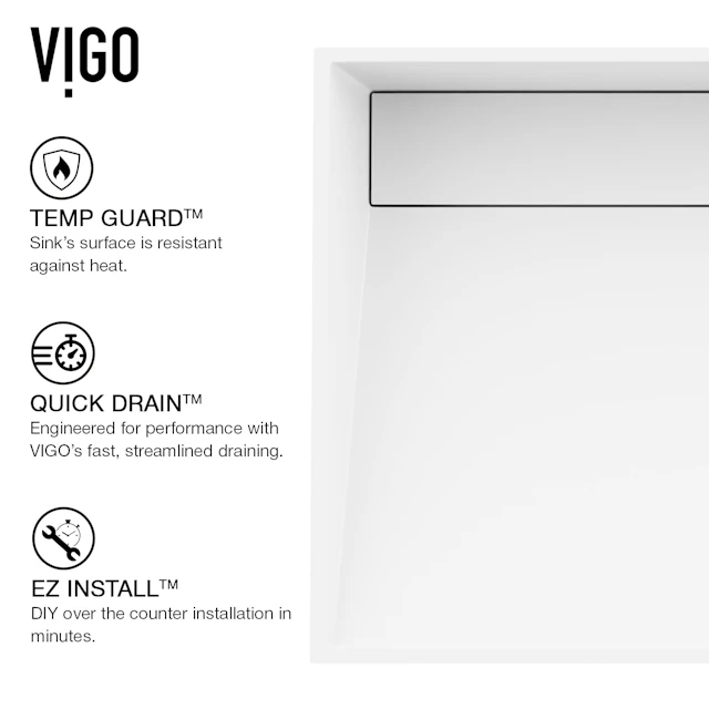 Starr Modern White Matte Stone 23 in. L x 15 in. W x 5 in. H Rectangular Vessel Bathroom Sink - angle 7 - other