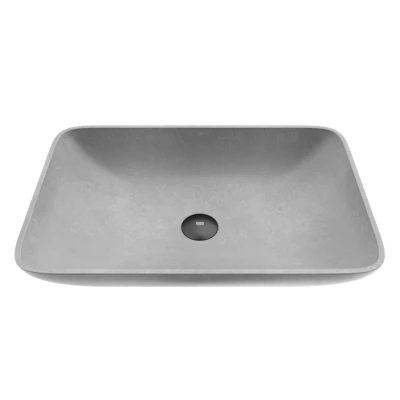 Lorca Gothic Gray Concreto Stone 22 in. L x 15 in. W x 5 in. H Rectangular Vessel Bathroom Sink