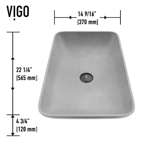 Lorca Gothic Gray Concreto Stone 22 in. L x 15 in. W x 5 in. H Rectangular Vessel Bathroom Sink - image 6 - other