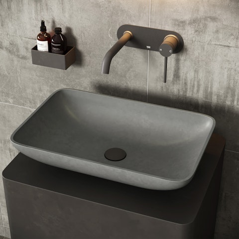 Lorca Gothic Gray Concreto Stone 22 in. L x 15 in. W x 5 in. H Rectangular Vessel Bathroom Sink - image 7 - other
