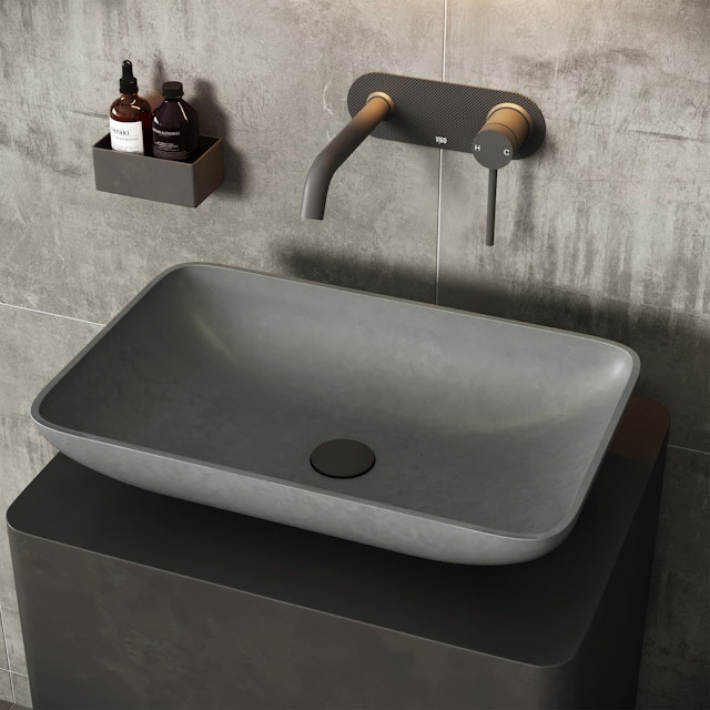 Lorca Gothic Gray Concreto Stone 22 in. L x 15 in. W x 5 in. H Rectangular Vessel Bathroom Sink - image 7 - other