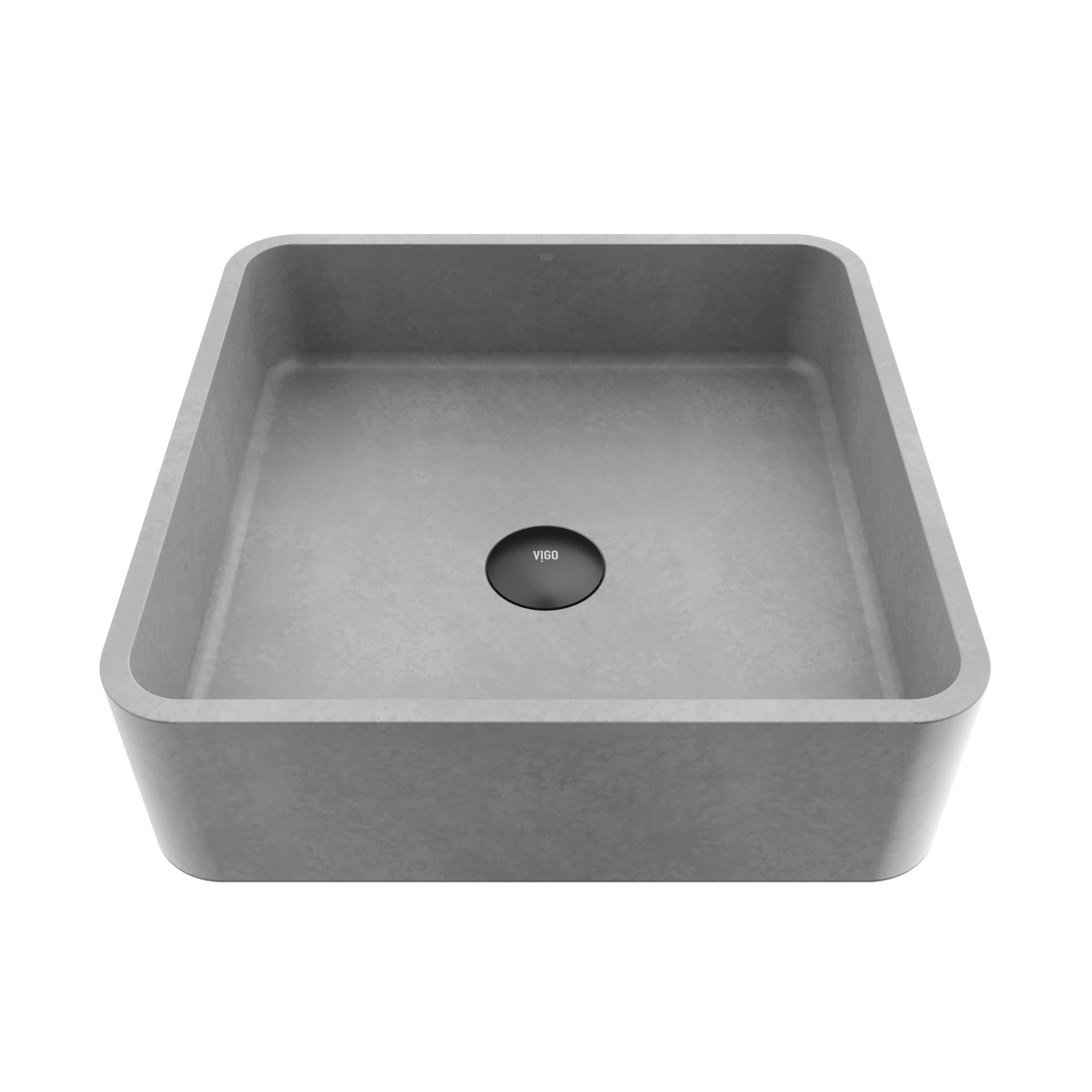 Navona Gothic Gray Concreto Stone 15 in. L x 15 in. W x 5 in. H Square Vessel Bathroom Sink