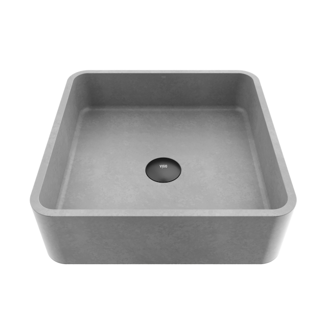 Navona Gothic Gray Concreto Stone 15 in. L x 15 in. W x 5 in. H Square Vessel Bathroom Sink - image 1 - other