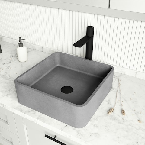 Navona Gothic Gray Concreto Stone 15 in. L x 15 in. W x 5 in. H Square Vessel Bathroom Sink - image 2 - other