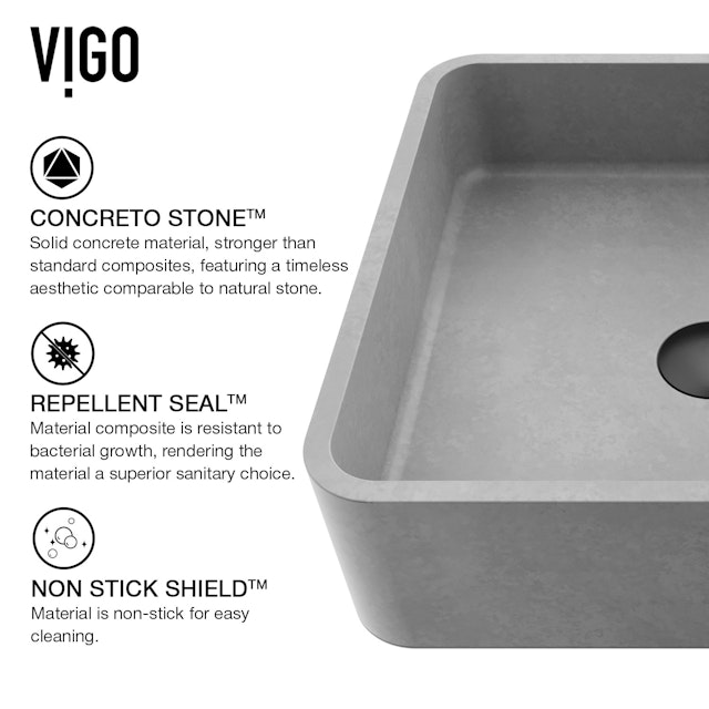 Navona Gothic Gray Concreto Stone 15 in. L x 15 in. W x 5 in. H Square Vessel Bathroom Sink - image 4 - other