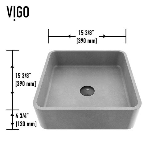 Navona Gothic Gray Concreto Stone 15 in. L x 15 in. W x 5 in. H Square Vessel Bathroom Sink - image 6 - other
