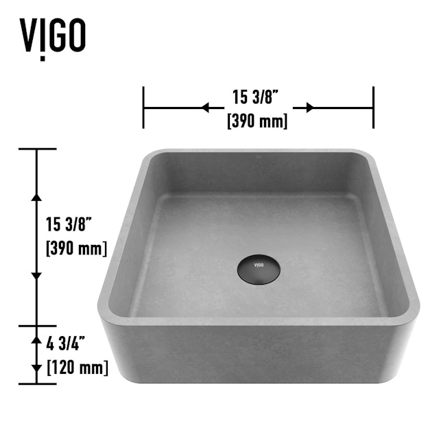 Navona Gothic Gray Concreto Stone 15 in. L x 15 in. W x 5 in. H Square Vessel Bathroom Sink - image 6 - other