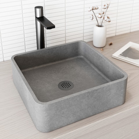 Navona Gothic Gray Concreto Stone 15 in. L x 15 in. W x 5 in. H Square Vessel Bathroom Sink - image 7 - other