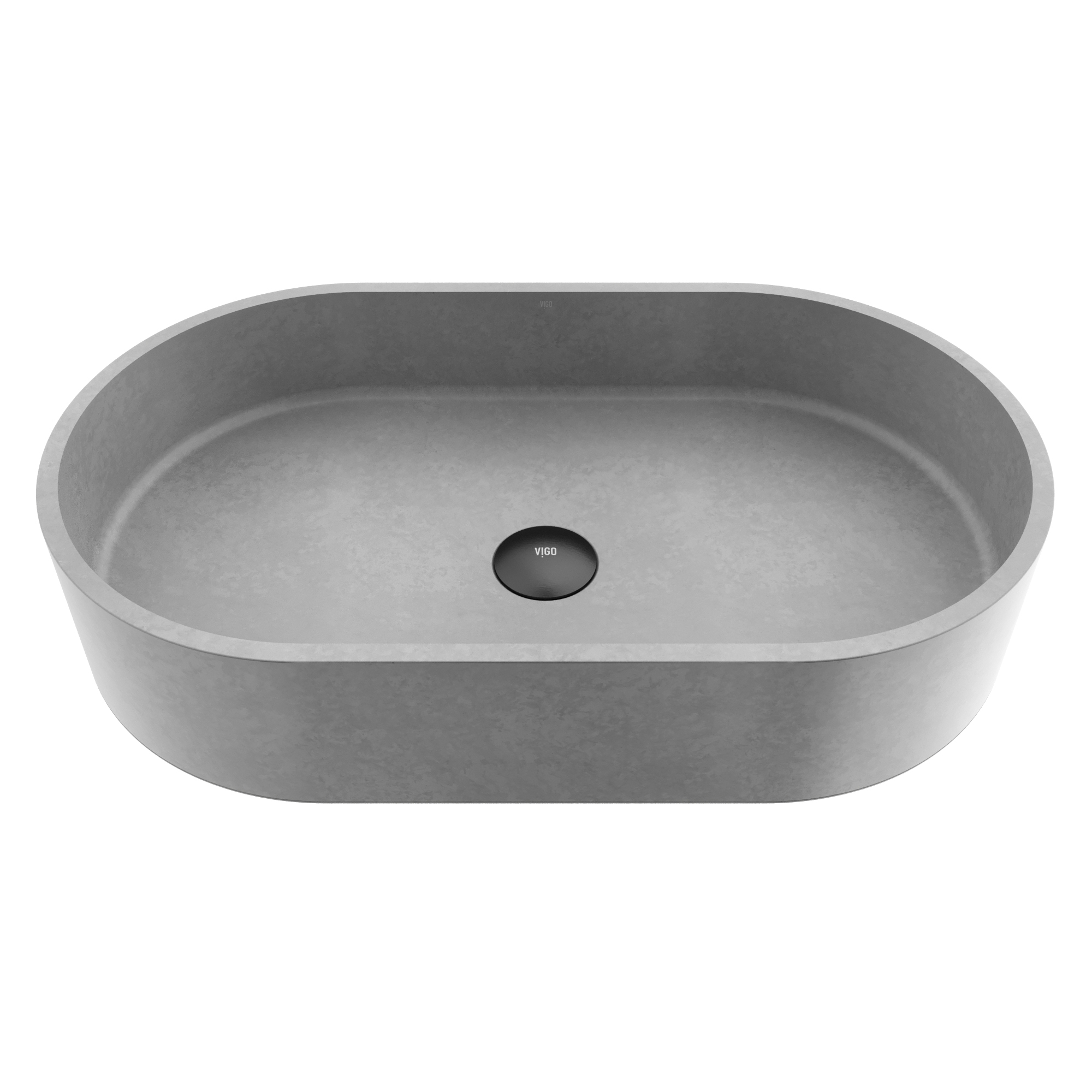 Sagrada Gothic Gray Concreto Stone 24 in. L x 14 in. W x 5 in. H Oval Vessel Bathroom Sink