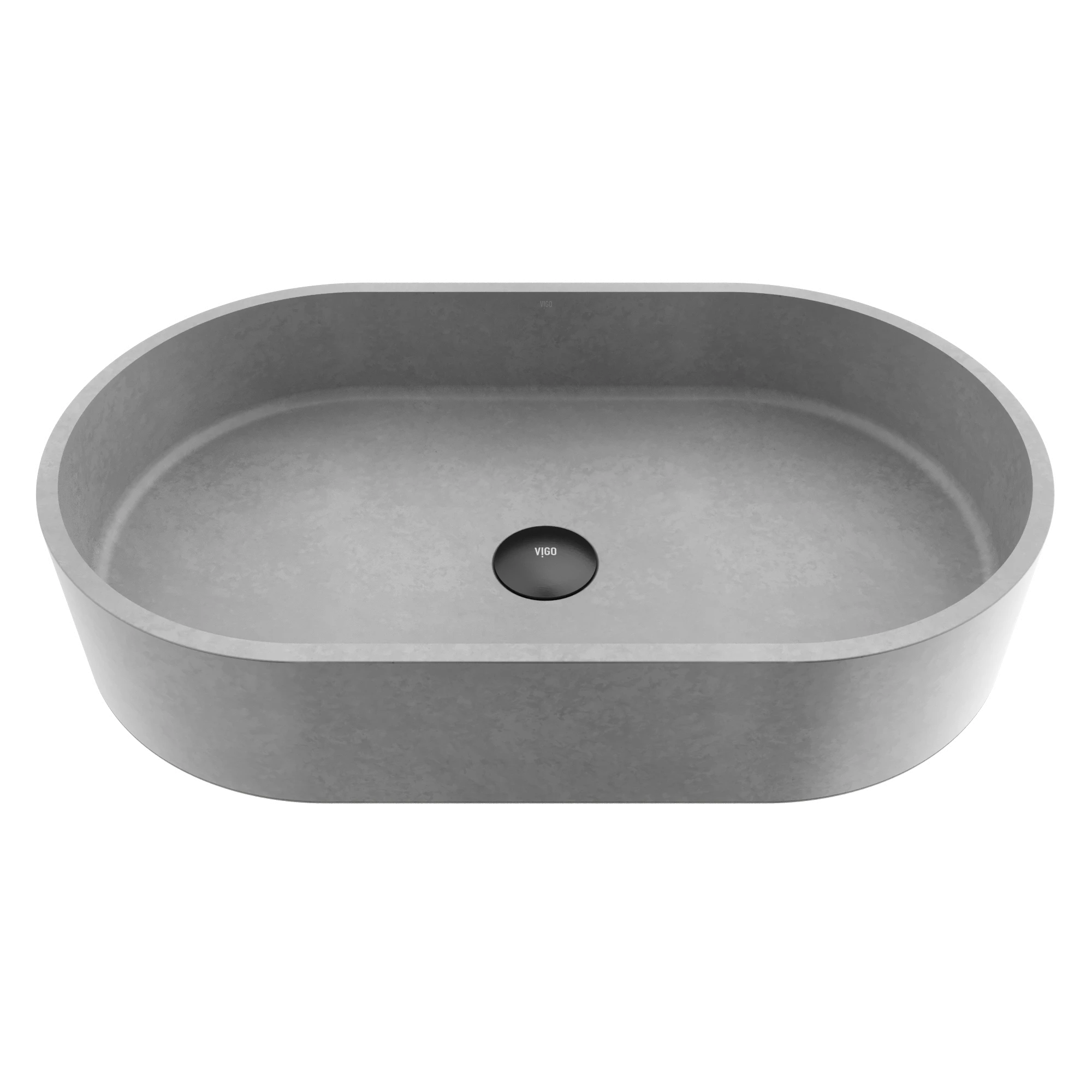 Sagrada Gothic Gray Concreto Stone 24 in. L x 14 in. W x 5 in. H Oval Vessel Bathroom Sink