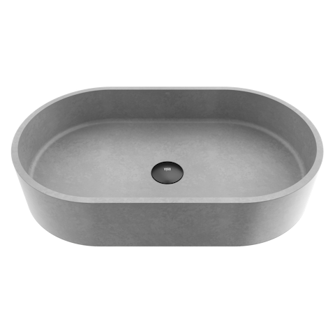 Sagrada Gothic Gray Concreto Stone 24 in. L x 14 in. W x 5 in. H Oval Vessel Bathroom Sink - image 1 - other