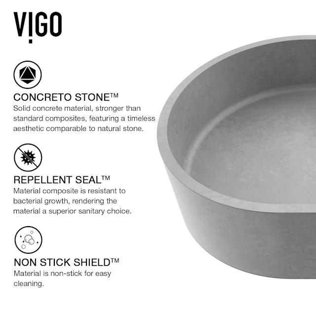 Sagrada Gothic Gray Concreto Stone 24 in. L x 14 in. W x 5 in. H Oval Vessel Bathroom Sink - image 4 - other