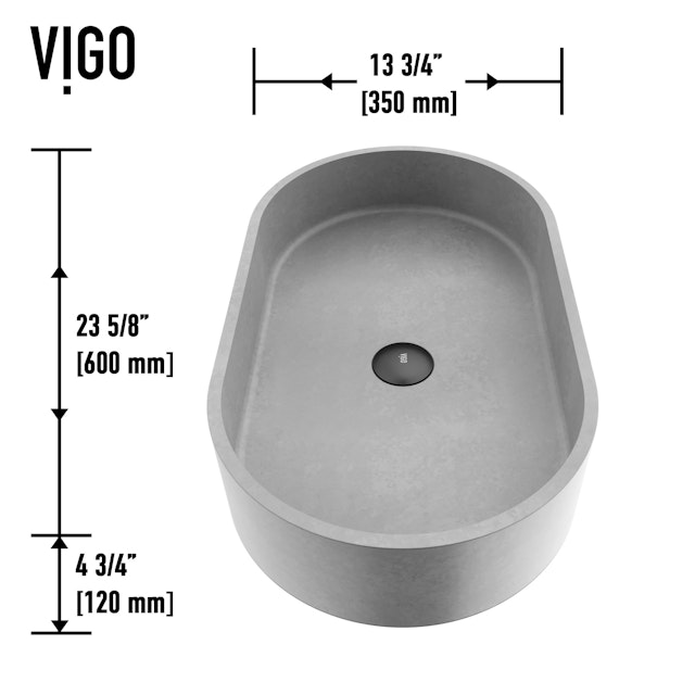 Sagrada Gothic Gray Concreto Stone 24 in. L x 14 in. W x 5 in. H Oval Vessel Bathroom Sink - image 7 - other