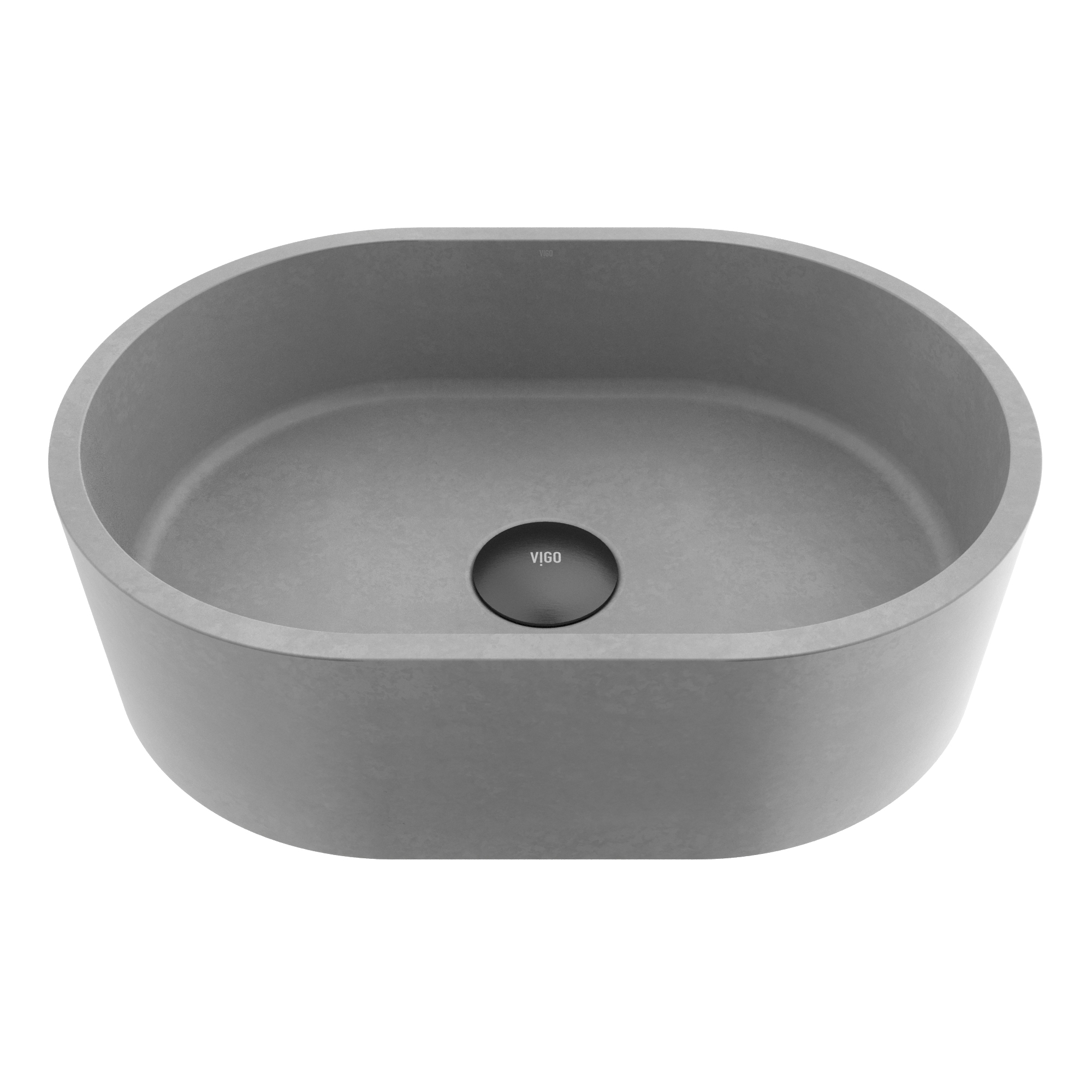 Giralda Gothic Gray Concreto Stone 16 in. L x 11 in. W x 5 in. H Oval Vessel Bathroom Sink