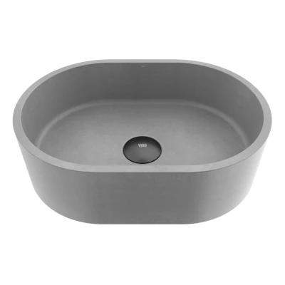 Giralda Gothic Gray Concreto Stone 16 in. L x 11 in. W x 5 in. H Oval Vessel Bathroom Sink