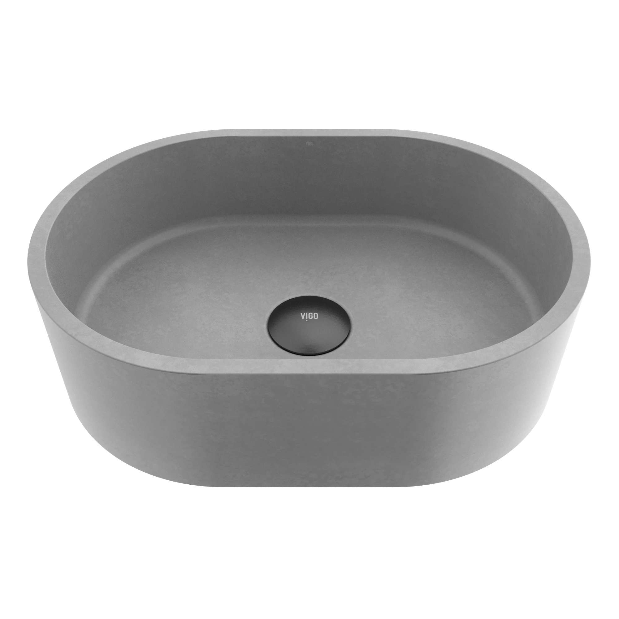 Giralda Gothic Gray Concreto Stone 16 in. L x 11 in. W x 5 in. H Oval Vessel Bathroom Sink