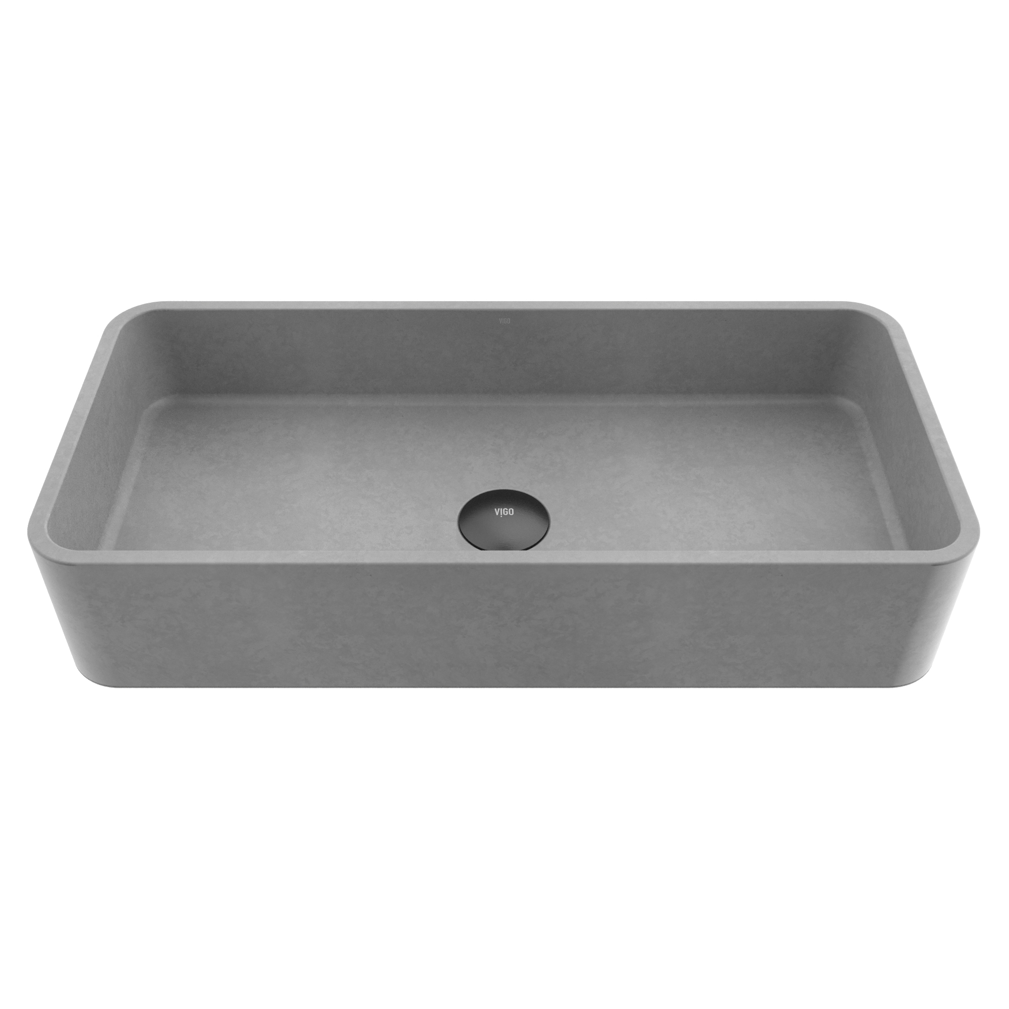 Palazzo Gothic Gray Concreto Stone 24 in. L x 11 in. W x 5 in. H Rectangular Vessel Bathroom Sink