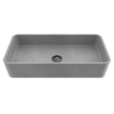 Palazzo Gothic Gray Concreto Stone 24 in. L x 11 in. W x 5 in. H Rectangular Vessel Bathroom Sink