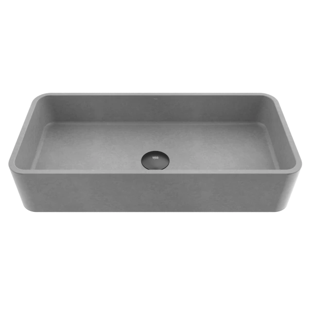 Palazzo Gothic Gray Concreto Stone 24 in. L x 11 in. W x 5 in. H Rectangular Vessel Bathroom Sink - angle 1 - other