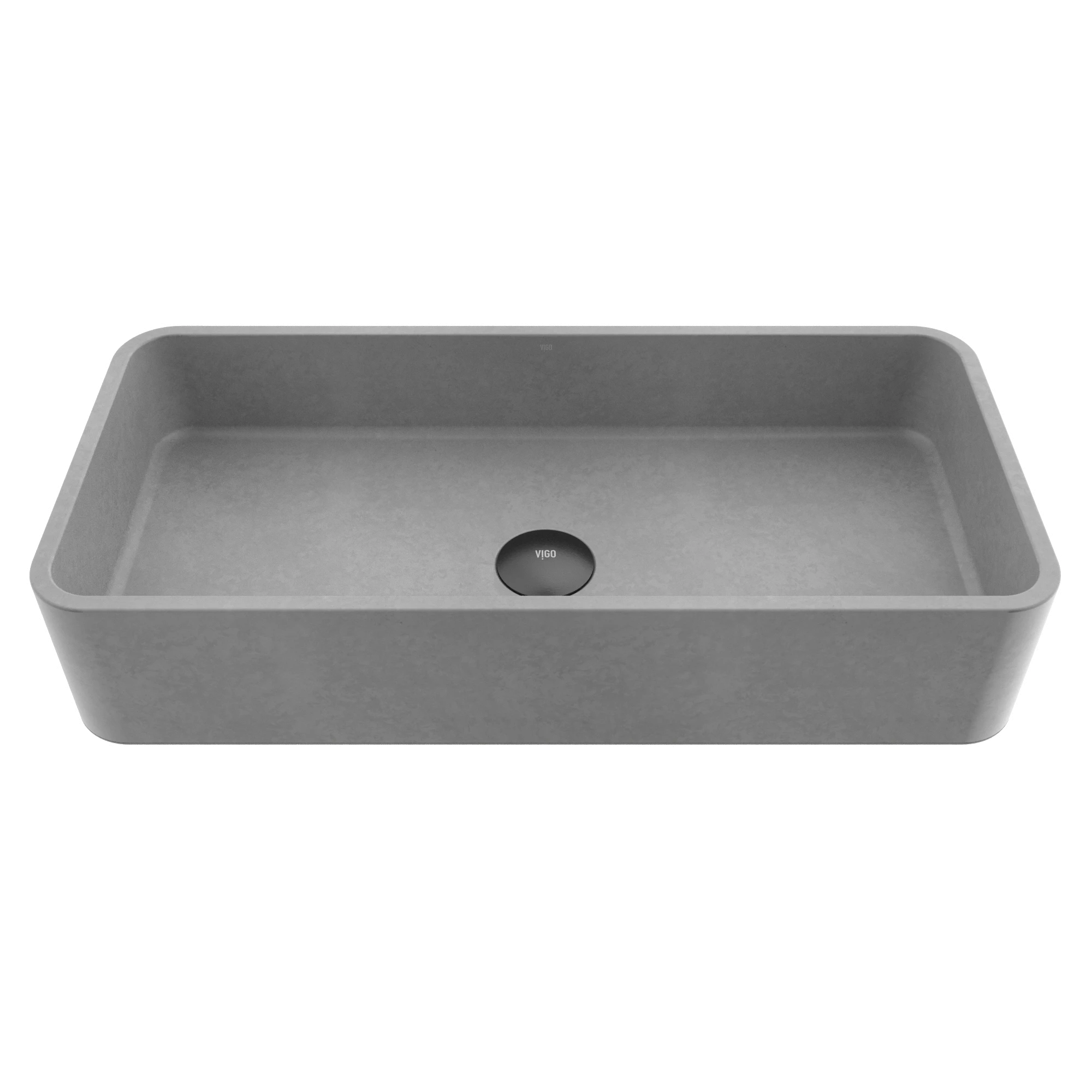 Palazzo Gothic Gray Concreto Stone 24 in. L x 11 in. W x 5 in. H Rectangular Vessel Bathroom Sink