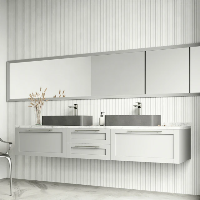 Palazzo Gothic Gray Concreto Stone 24 in. L x 11 in. W x 5 in. H Rectangular Vessel Bathroom Sink - angle 3 - other