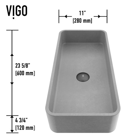 Palazzo Gothic Gray Concreto Stone 24 in. L x 11 in. W x 5 in. H Rectangular Vessel Bathroom Sink - image 6 - other