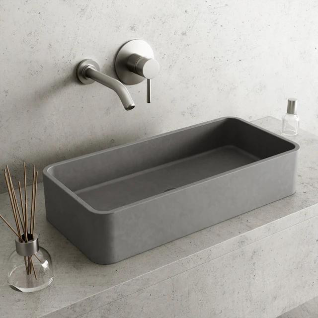 Palazzo Gothic Gray Concreto Stone 24 in. L x 11 in. W x 5 in. H Rectangular Vessel Bathroom Sink - angle 7 - other