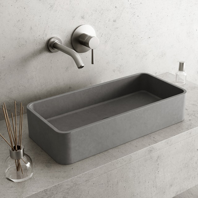 Palazzo Gothic Gray Concreto Stone 24 in. L x 11 in. W x 5 in. H Rectangular Vessel Bathroom Sink - image 7 - other