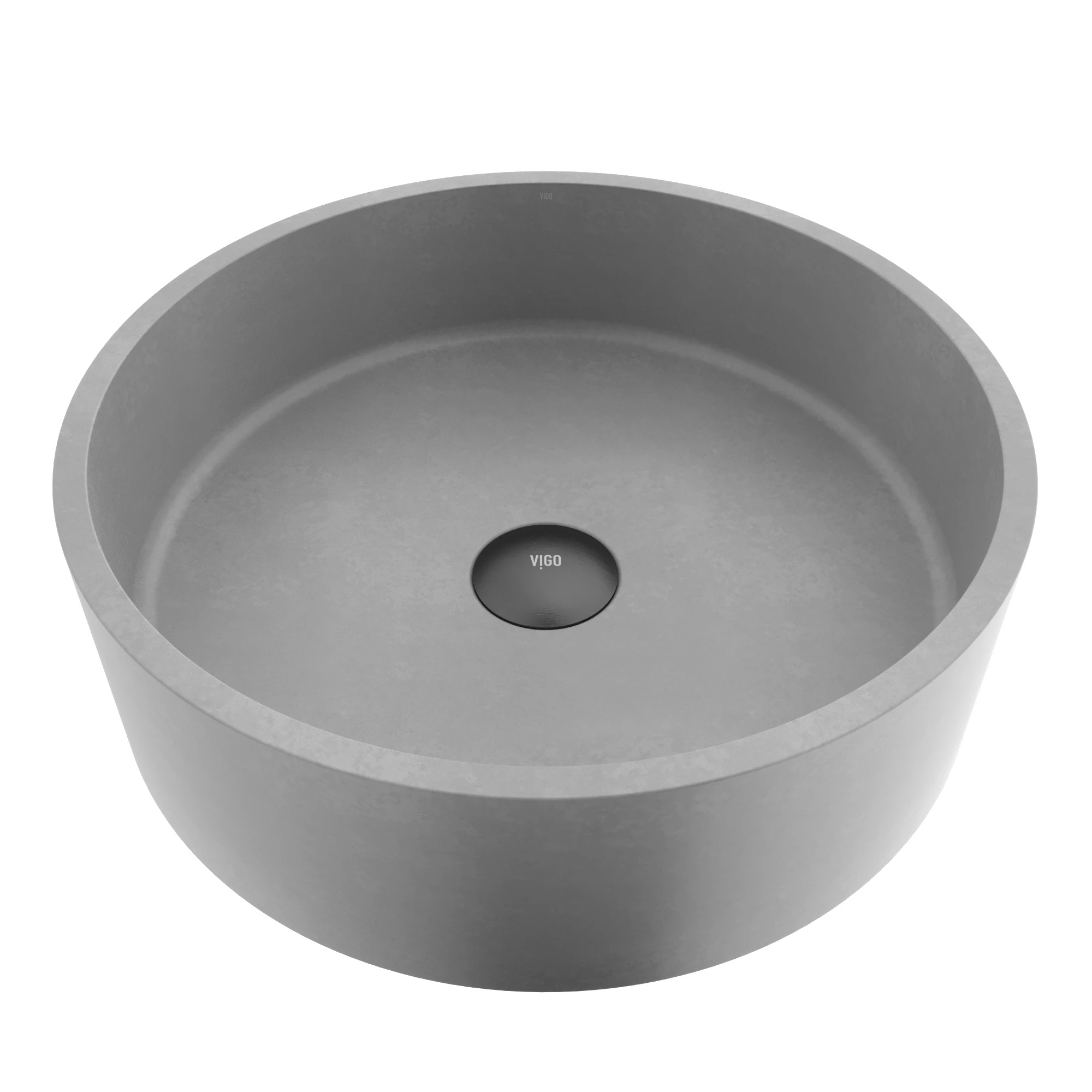 Palermo Gothic Gray Concreto Stone 15 in. L x 15 in. W x 5 in. H Round Vessel Bathroom Sink