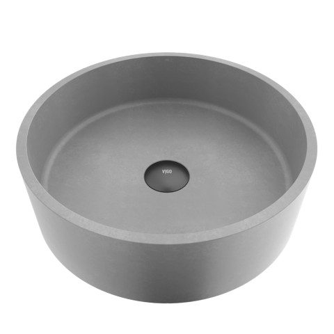 Palermo Gothic Gray Concreto Stone 15 in. L x 15 in. W x 5 in. H Round Vessel Bathroom Sink - image 1 - other