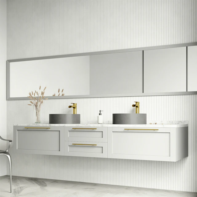 Palermo Gothic Gray Concreto Stone 15 in. L x 15 in. W x 5 in. H Round Vessel Bathroom Sink - angle 3 - other
