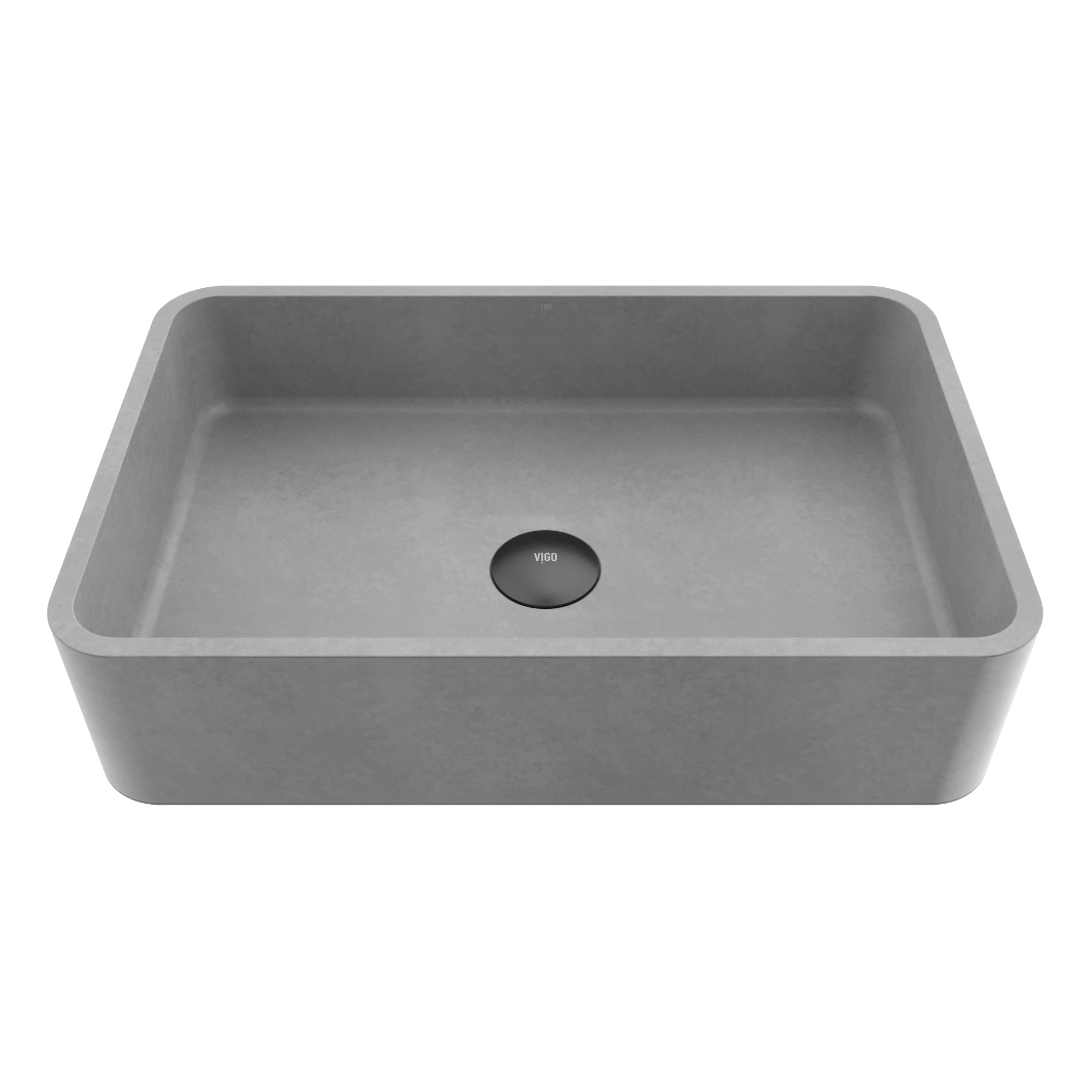 Cordoba Gothic Gray Concreto Stone 20 in. L x 13 in. W x 5 in. H Rectangular Vessel Bathroom Sink