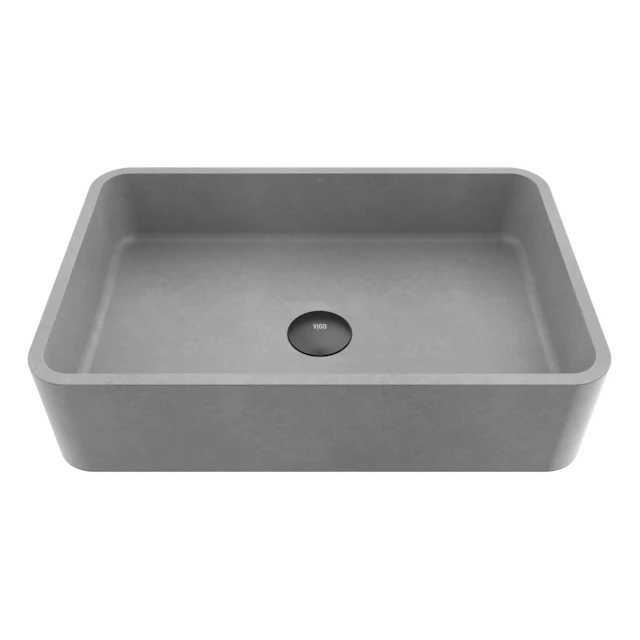Cordoba Gothic Gray Concreto Stone 20 in. L x 13 in. W x 5 in. H Rectangular Vessel Bathroom Sink - angle 1 - other