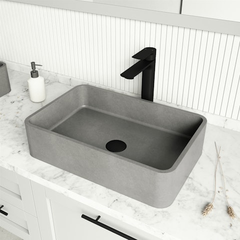Cordoba Gothic Gray Concreto Stone 20 in. L x 13 in. W x 5 in. H Rectangular Vessel Bathroom Sink - image 2 - other