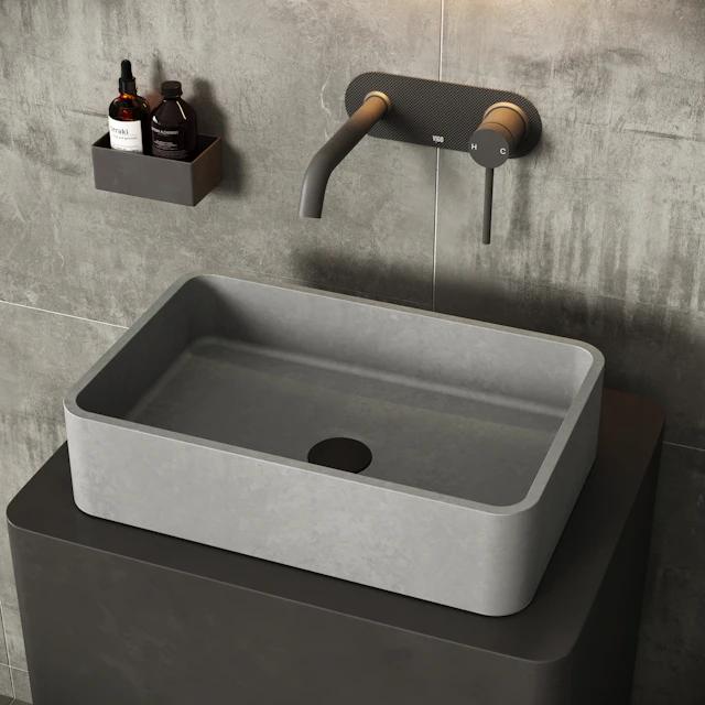Cordoba Gothic Gray Concreto Stone 20 in. L x 13 in. W x 5 in. H Rectangular Vessel Bathroom Sink - angle 7 - other